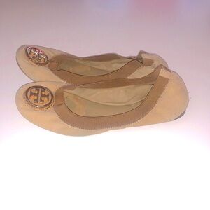 Tory Burch Caroline 2 Ballet Flats, Suede, Camel
